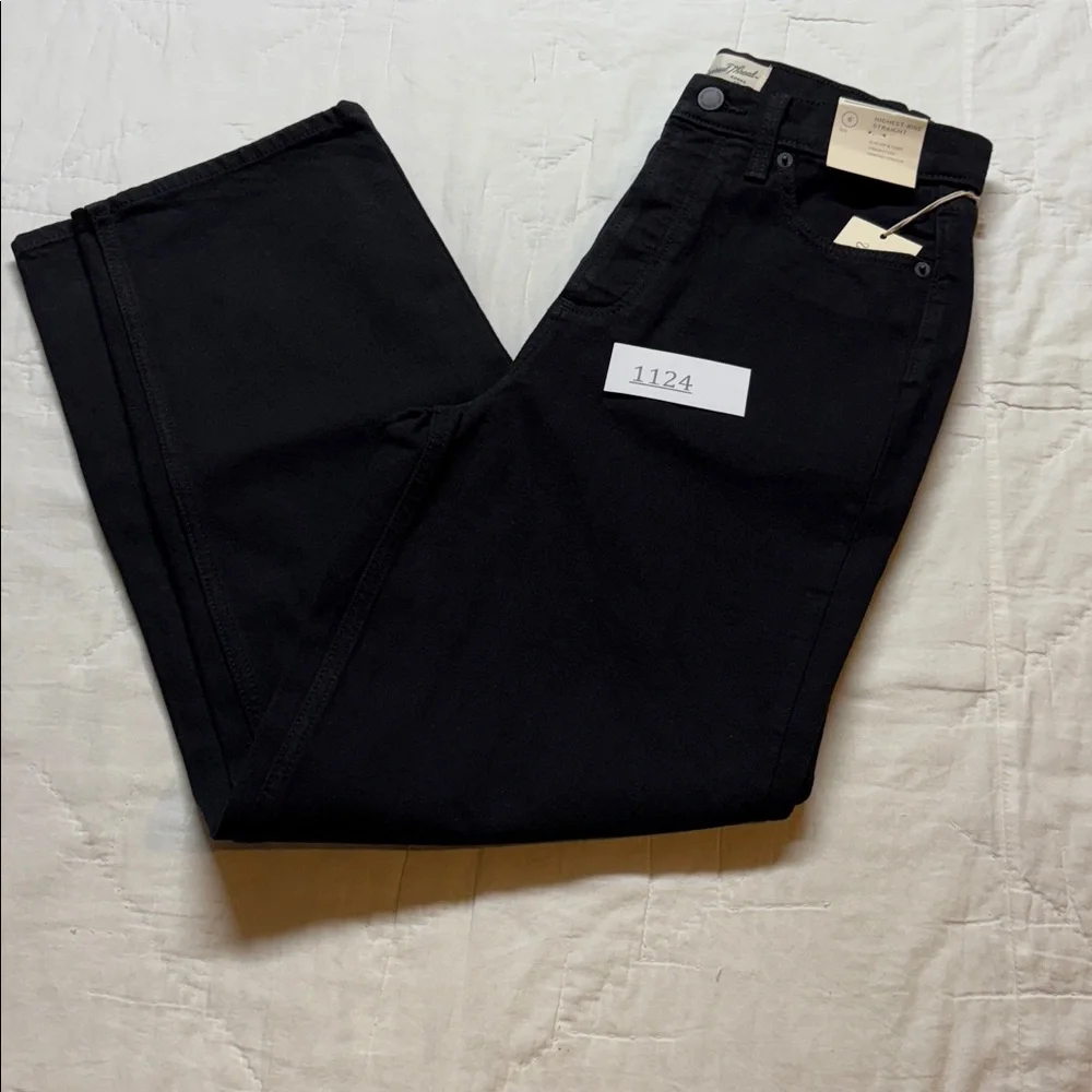 Mom Jeans Highest-Rise‎ 90s Straight Leg Button Fly Jeans Midnight Black 6 NWT